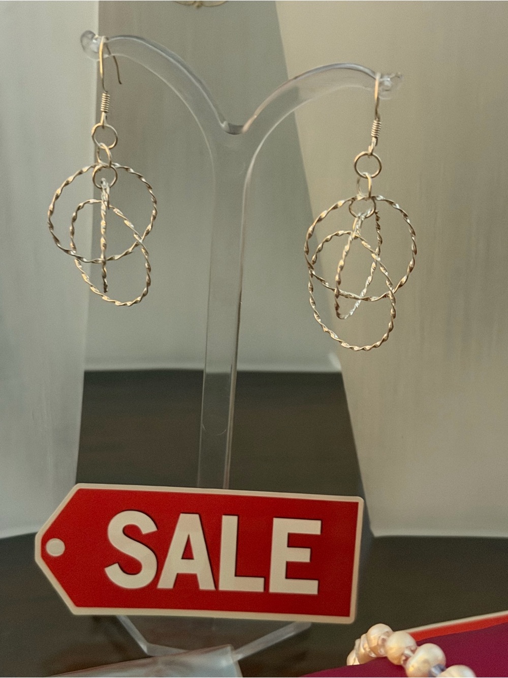 Delicate silver-tone Interlocking Hoop Drop Earrings